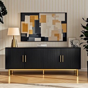 Dyonery 70" Fluted TV Stand, Entertainment Center with Storage£¬ Adjustable Shelf, Modern TV Console for Living Room and Bedroom, White - 1 of 4
