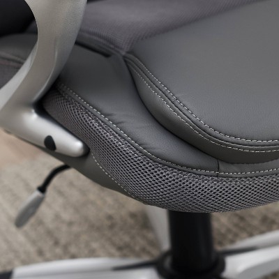 ErgoExec High-Back Swivel Executive Chair in Light Gray Mesh & Faux Leather