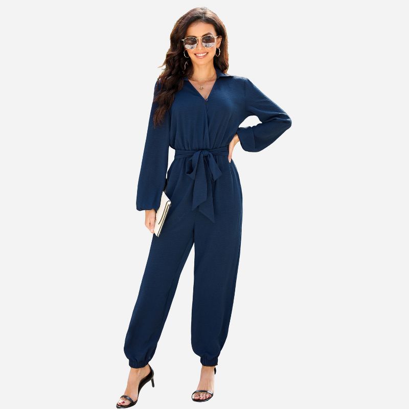 Women's Belted Long Sleeve Jogger Jumpsuits - Cupshe, 1 of 6