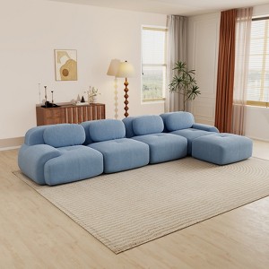 Aukfa Modular Corduroy Sectional Sofa with Ergonomic Support - Pet Friendly, Easy Assembly, Non-Slip Base Design - 1 of 4