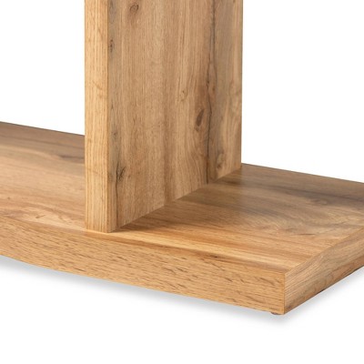 Oak Brown Finished Wood 3-Drawer Modern Console Table