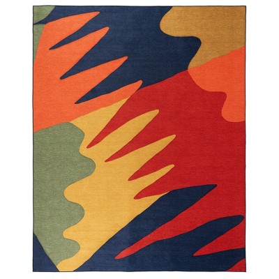 Vibrant Multicolor Synthetic Rectangular 5x8 Washable Rug