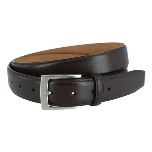 Trafalgar Men's Stitched Feather Edge Belt, Xlarge, Brown