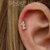Pear Baguette CZ Flat Back Earrings for Cartilage Helix Tragus Lobe 16g Gold Plated Sterling Silver 1 pair by Ginger Lyne - 4 of 4
