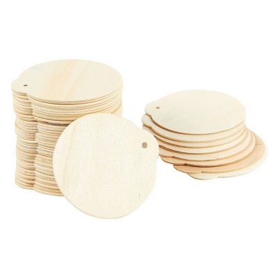 Juvale 48 Pack DIY Wooden Disk Christmas Tree Decorations, Blank 3 Inch Round Wood Ornaments for Holiday Crafts
