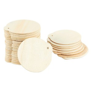 Juvale 48 Pack DIY Wooden Disk Christmas Tree Decorations, Blank 3 Inch Round Wood Ornaments for Holiday Crafts - 1 of 4