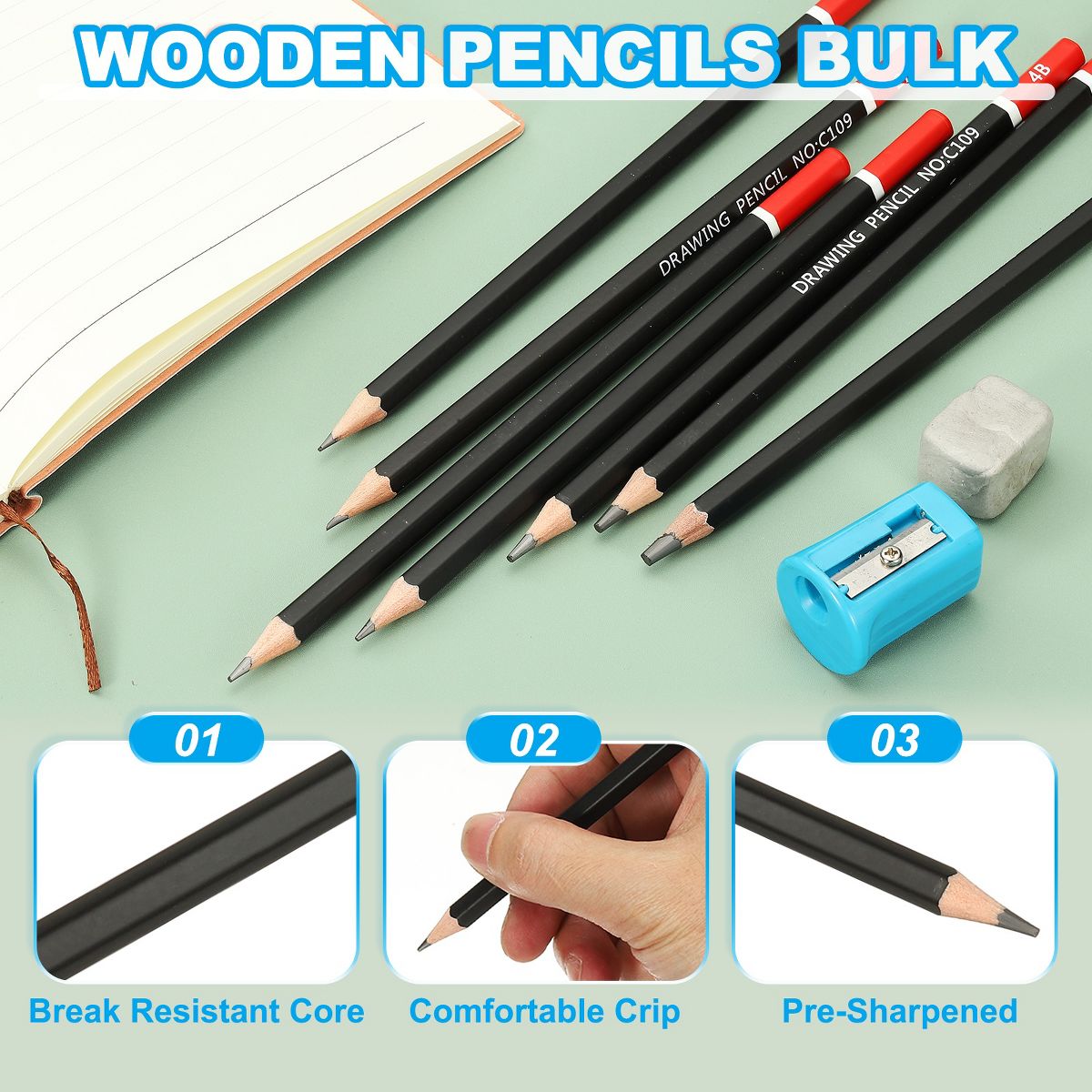 Unique Bargains Hexagonal Pre-sharpened Wood Break-proof Drawing Pencils 24 Pcs - thumbnail 4