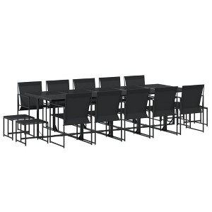 vidaXL Patio Dining Set Table and Chair Garden Outdoor Furniture Black Textilene - 1 of 4