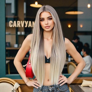 Jessie's Wig 30 Inch Long Straight Wig Synthetic Hair 13x3.5 Lace Wigs Highlights Blonde 1 Pc/Pack - 1 of 4