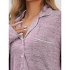 cheibear Women's Button Down Nightgown Strechy Knit Long Sleeves Nightshirt Shirtdress - 4 of 4