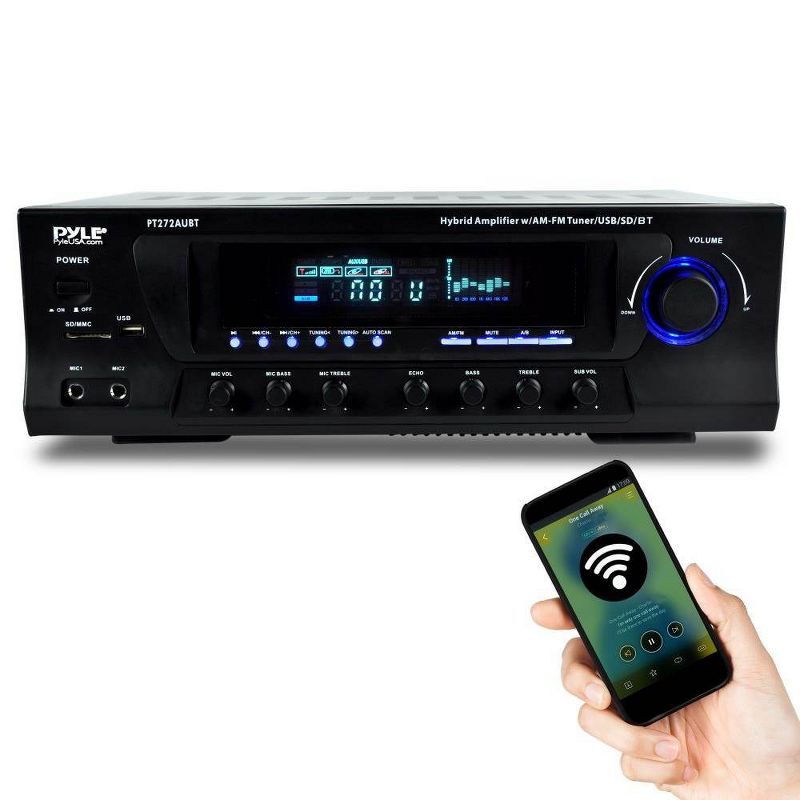 Pyle PT272AUBT Stereo Amplifier Receiver 4 Channel Audio Power System with AM/FM Tuner, Bluetooth Streaming, and Sub Control for Home Use, 3 of 8
