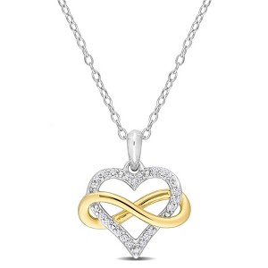 EVERLY JEWELRY | Two Tone Silver 1/5ct Cubic Zirconia Heart & Infinity Pendant & Chain, 18 inc - 1 of 4