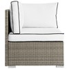 Modway Repose Wicker Rattan Outdoor Patio Corner Sectional Sofa Chair with Cushions in Light Gray White - 2 of 3
