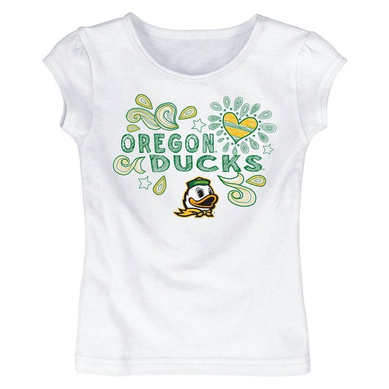 NCAA Oregon Ducks Toddler Girls&#39; White T-Shirt, 1 of 2