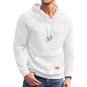 COOFANDY Mens Hoodies Pullover Casaul Long Sleeve Drawstring Waffle Knit Hooded Sweatshirt with Kanga Pocket - 1 of 4