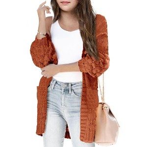 Girls Open Front Long Sleeve Cardigan Color Block Knit Oversized Kids Sweaters Cardigan Coat - 1 of 2