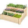 Outsunny 3 Tier Raised Garden Bed, Elevated Planter Flower Box with 9 Grow Grids and Non-woven Fabric, Natural - 4 of 4