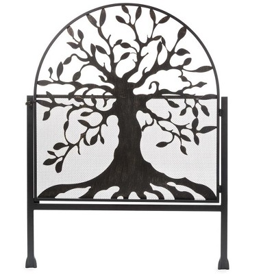 Plow & Hearth - Arched Metal Weather-Resistant Garden Gate with Symbolic Tree of Life Design