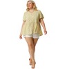 Agnes Orinda Women's Plus Size V Neck Ruffle Hem Short Sleeve Cinched Waist Floral Peplum Blouses - 3 of 4