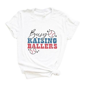 Simply Sage Market Women's Busy Raising Ballers Baseball Colorful Short Sleeve Graphic Tee - 1 of 4