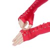 INSPIRE CHIC Women's Satin Lace Up Fingerless Elbow Length Punk Gloves 1 Pair - 4 of 4