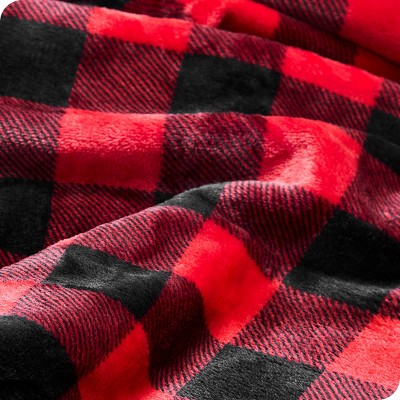 Luxurious King-Sized Buffalo Plaid Red/Black Microplush Fleece Blanket