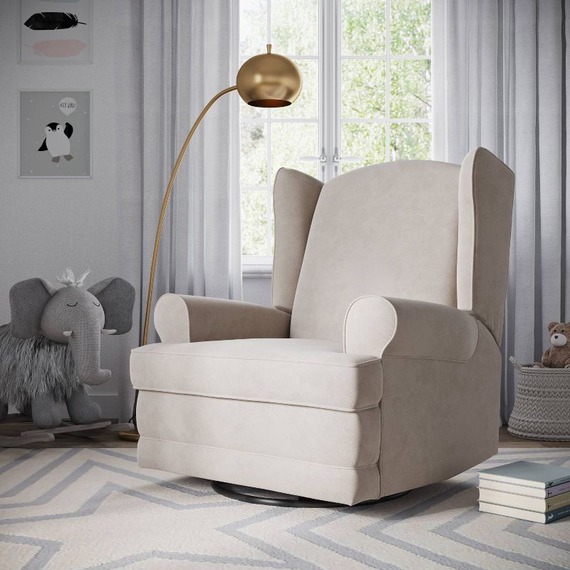 Storkcraft Serenity Wingback Upholstered Reclining Glider with USB Charging Port, 3 of 13