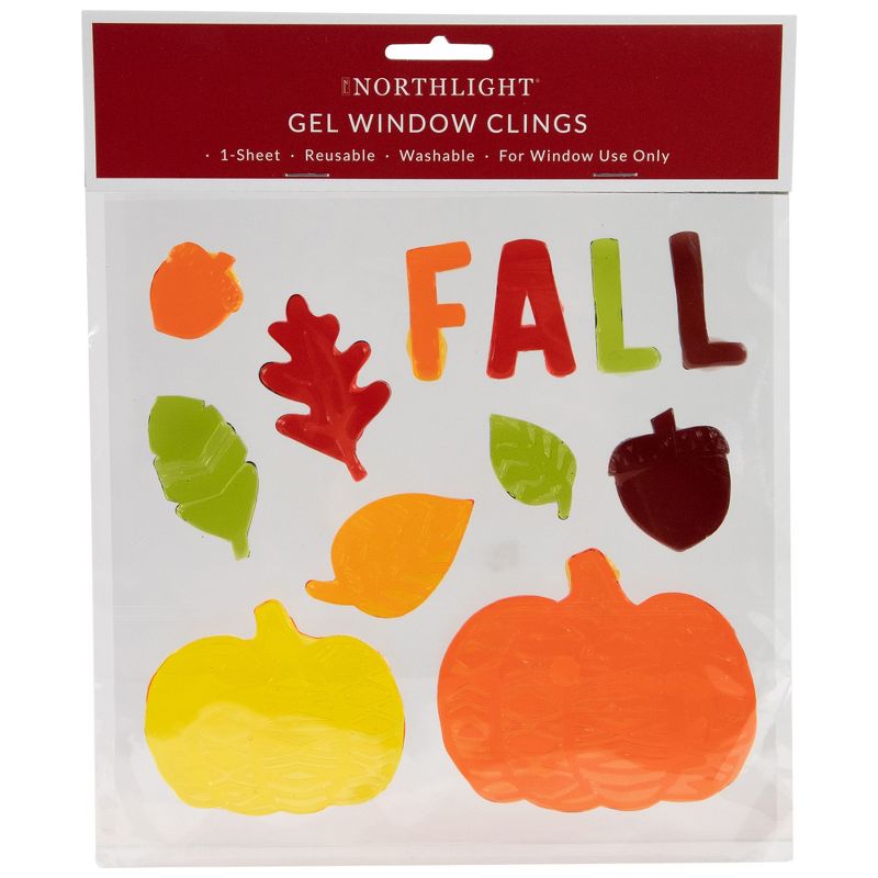 Northlight 12-Piece Fall Leaves and Pumpkins Thanksgiving Gel Window Clings, 5 of 7