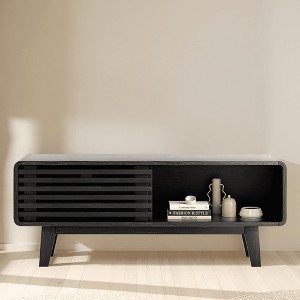 MAYEERTY 59-Inch Black Mid-Century Modern TV Stand - Console with Storage for Living Room & Apartments - 1 of 4