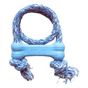 KONG Goodie Bone with Rope Puppy Toy - Blue - XS - 1 of 3