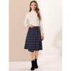 Allegra K Women's Plaid Vintage Faux Wrap Buttons Midi High Waist Skirt - 3 of 4