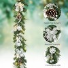 Christmas Garland with 20 LED Lights,6 FT Pre-lit Silver White Xmas Garland with Bow-Knot Ball Ornaments - 4 of 4