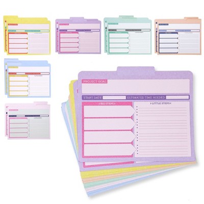 Paper Junkie Set of 12 Project File Folders with 1/3 Cut Tab and Notes Section, Letter Size, 6 Colors, 9.5 x 11.5 In