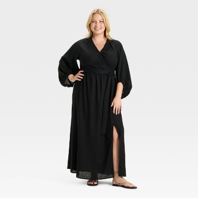 Women's Bishop Long Sleeve Maxi Wrap Dress - Ava & Viv™