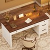 53.5" Executive Desk with Power Outlet, Home Office Desk with Drawers, Wooden Work Desk with File Cabinet, Computer Desk for Work, Study, Writing - 4 of 4