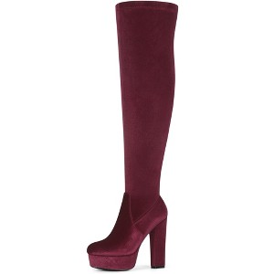 BLISSFUL STEP Platform Thigh High Boot Velvet Over the Knee Boots for Women - 1 of 4