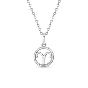Girls' Zodiac Medal Sterling Silver Necklace - In Season Jewelry - 1 of 3
