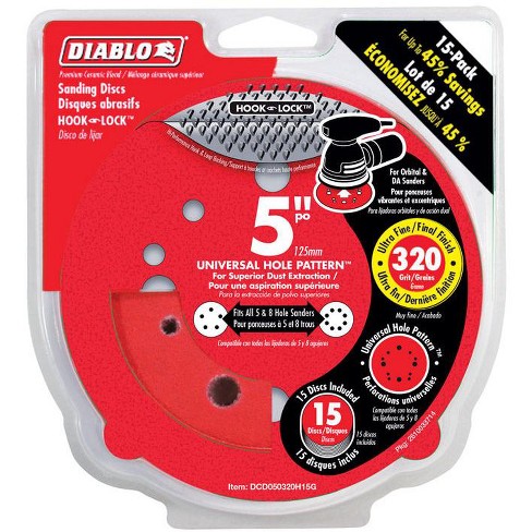 Diablo 5 In. Ceramic Blend Hook And Lock Sanding Disc 320 Grit Super Fine 15 Pk Target