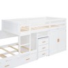 NicBex Twin Size Bunk Bed with Desk Wooden Triple Bed Frame with Twin Trundle, Wardrobe, Lockers, Drawers, Ladder and Guardrail, Space Saving - 4 of 4