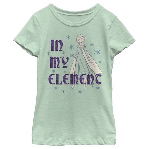 Girl's Frozen 2 Elsa In My Element Snowflakes Portrait T-Shirt - 1 of 3