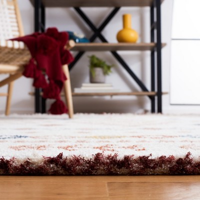 Ivory and Multicolor Synthetic Flat Woven Rectangular Area Rug