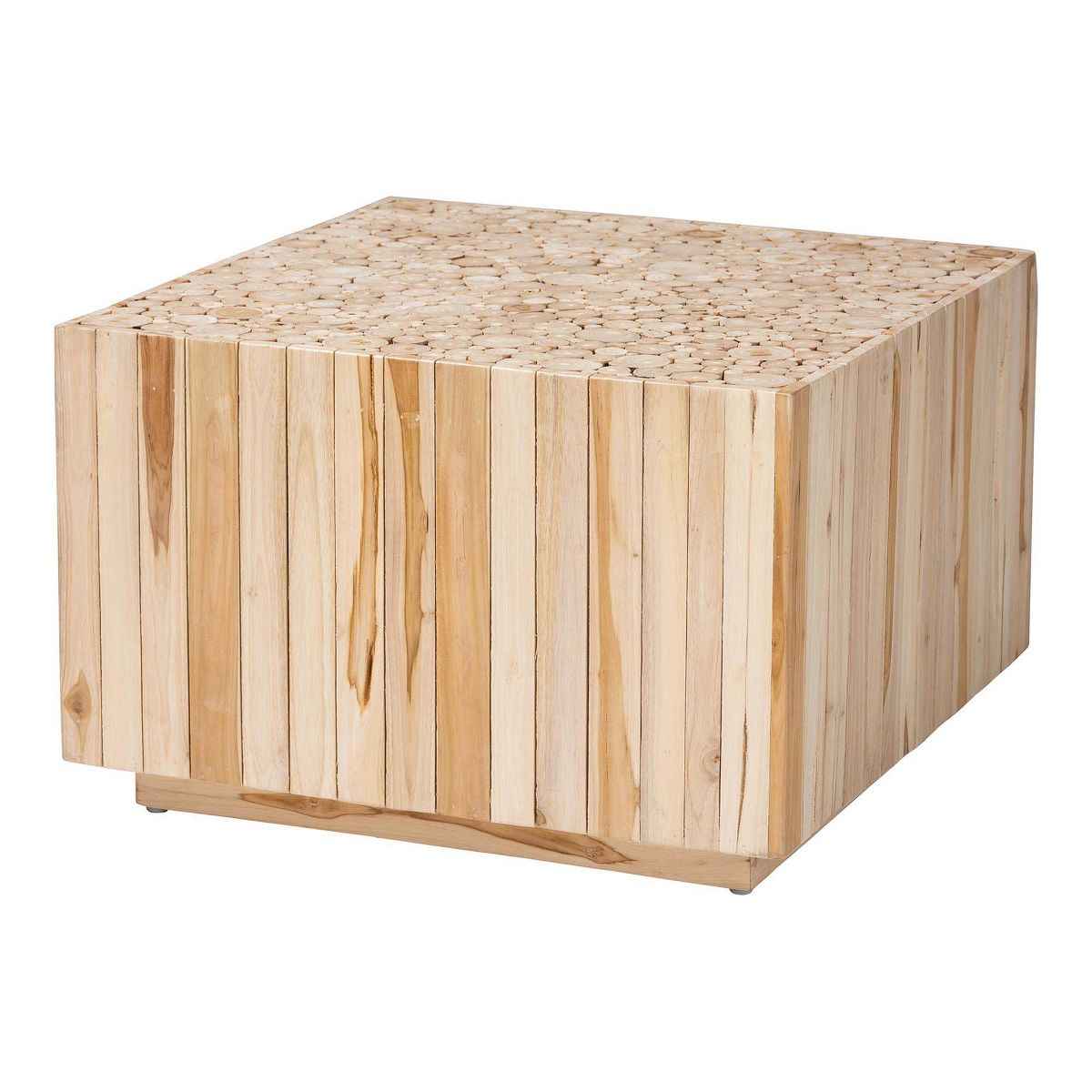 bali & pari Augusta Teak Wood Coffee Table with Unique Repurposed Wood Logs Natural - thumbnail 2