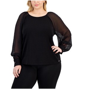 Calvin Klein Womens Chiffon-Sleeve Pullover Blouse - 1 of 1