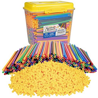 SCS Direct 1000pc Building Straws & Connectors Set for Kids - STEM Educational Construction Toy w Assorted Colors & Interlocking Connectors - Age 3+