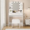 Makeup Vanity Desk with Mirror and 12 LED Lights, White Vanity Table with Power Outlet - 4 of 4