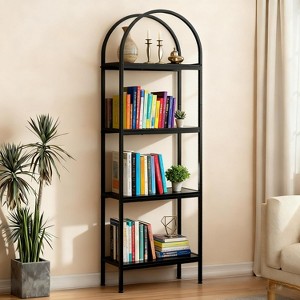 TackView Arched Bookshelf, Industrial Open Back Bookcase, Modern Display Shelving Unit Storage Rack with Metal Frame for Living Room - 1 of 4