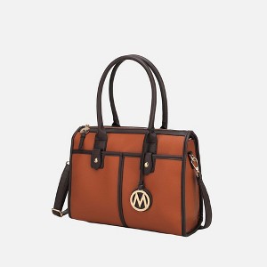 MKF Collection Livia Women's Satchel Bag Vegan Leather by Mia K - Cognac Chocolate - 1 of 4