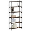 vidaXL Bookcase 6-Tier Smoked Oak 31.5"x11.8"x74" Engineered Wood - 3 of 4