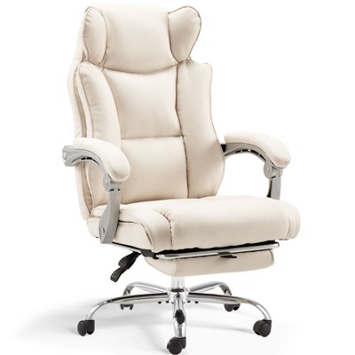 Rbied Ergonomic Office Chair Home Desk Chair with Retractable Footrest and Adjustable Backrest, Reclining Office Chair with Linkage Armrest