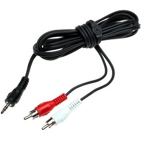 Monoprice Audio/Stereo Cable - 0.5 Feet - Black | 3.5mm Stereo Plug/2 RCA  Jack, Mp3 Player/Phone Headphone Output to Home Audio System